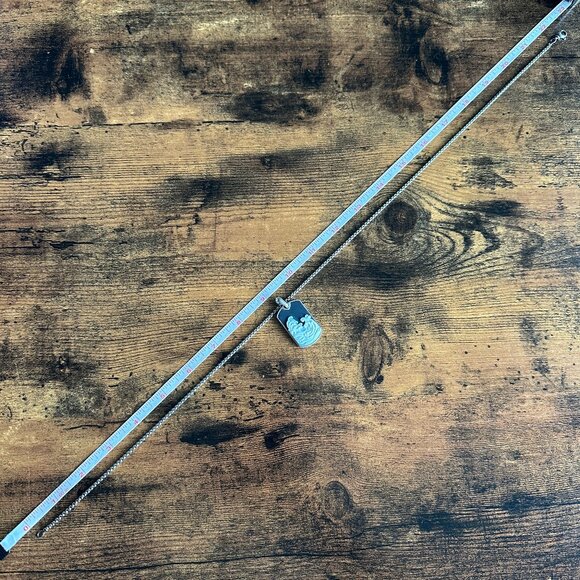 David Yurman Waves Dog Tag w/ White Agate & DY Small Box Chain Necklace 22" - Picture 13 of 13